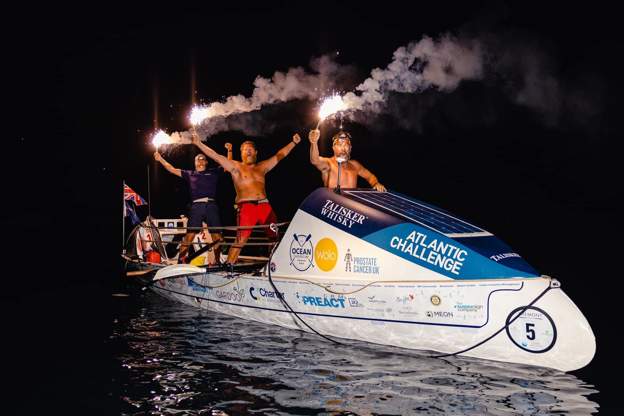 Matt arriving home after rowing the Atlantic