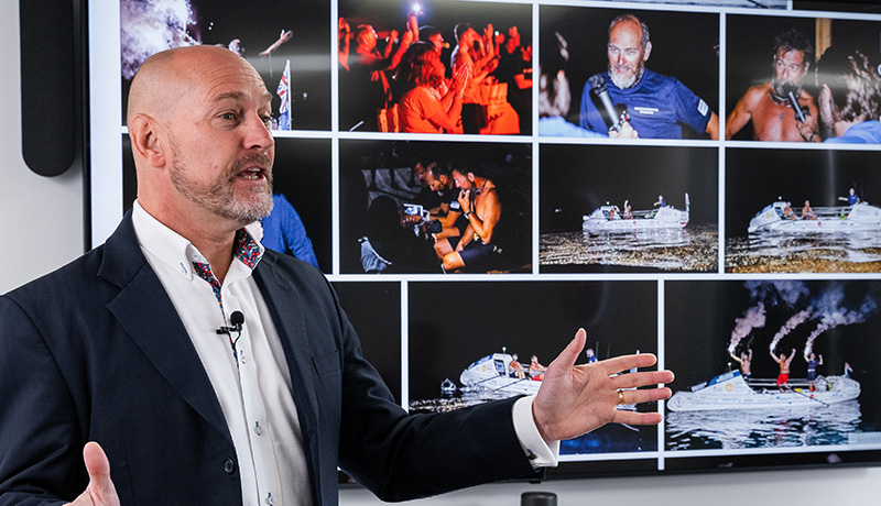 Matt Garman presenting on TV